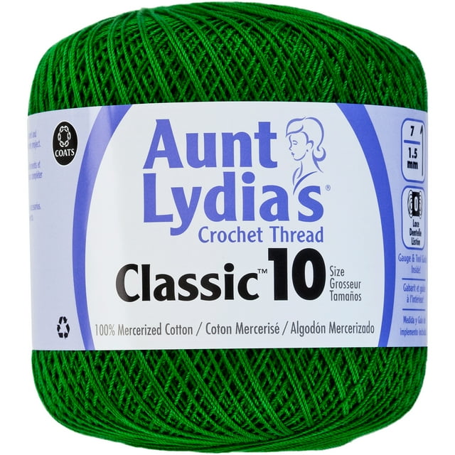 Aunt Lydia's® Classic ™ Myrtle Green Crochet Thread, 350 Yards Size 10