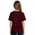 thumbnail image 3 of Couver Kids Girls Boys Solid Color Short Sleeve Cotton Blend T-Shirt, Everyday Summer Top, Maroon, Extra Small, 1 Piece, 3 of 8