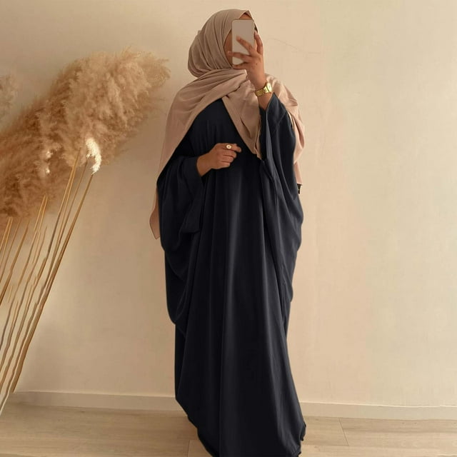 WILLBEST Robe pour Femmes Robe Longue à Manches Chauve-Souris Grande Taille Couleur Unie Robe Abaya