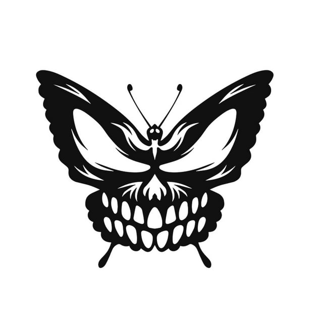 Arte de pared de metal Inteprter Mariposas negras y Calavera decoración duradera