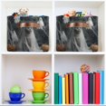thumbnail image 6 of Foldable Storage Basket,Canvas Fabric Foldable Storage Bins with Handles Open Home Storage Bins Boxes for Toy Book Shelf Closet Baskets Cat Dressed in White Gauze, 6 of 8