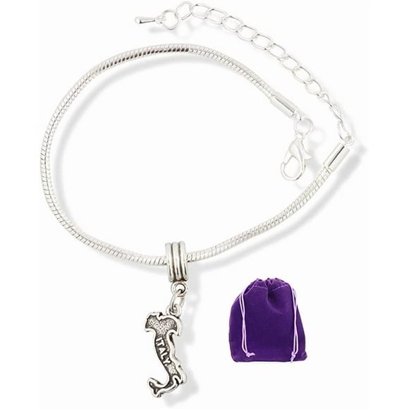 EPJ Italian Italia Bracelet | Stainless Steel Italy Map Charm Bracelet (StainlessSteel, womens, Metal)