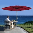 thumbnail image 6 of JUSTLET 10ft Patio Umbrella w/ Easy Crank & Tilt, 8-Rib Heavy-Duty Market Umbrella - Outdoor Umbrella for Backyard, Garden, Patio, Deck, Cafe, and Restaurant, Deck & Backyard - Red, 6 of 8
