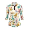 thumbnail image 2 of Uorisanigo Colorful Easter Bunny Women's Golf Shirt Versatile Moisture Wicking Casual Tennis Activewear Comfortable Breathable 3/4 Sleeve Athletic Tops with Zip Up Collar for Women, 2 of 7
