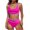 Hot Pink, variant on Women's Bikini Set High Waist Two Piece Swimsuit with Removable Pads Hawaiian Tropical Print Ruffles Beach Bathing Suit, Blue M