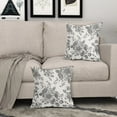 thumbnail image 3 of Grey Floral Pillow Covers 16x16 Inch Set of 2 Dark Grey and Cream Chinoiserie Floral Decorative Throw Pillows Vintage Rustic Flower Pillowcase Outdoor Decor Linen Cushion Covers for Couch Sofa, 3 of 7