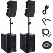GWS-044 900W Active Line Array PA System, 12 Inch Subwoofer Professional DJ Audio System Built-in Smart DSP, 8×4 Array Speaker Set, Bluetooth TWS Ideal for Wedding, Church, Live Performance
