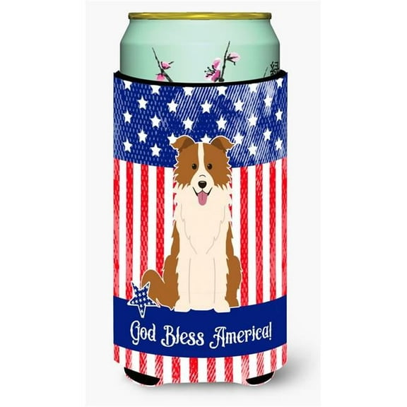 Carolines Treasures Patriotic USA Border Collie Red White Tall Boy Beverage Insulator Hugger