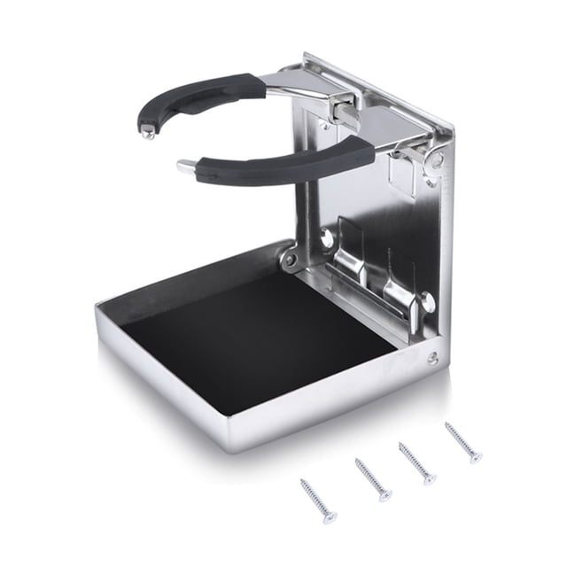 Soporte de taza de acero inoxidable Soporte plegable con tornillos Organizador de barco Soporte accesorios interiores para campistas de vehículos tholdsy VI014462-00