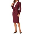 thumbnail image 5 of INSPIRE CHIC Women's Suit Sets Long Sleeves Blazer and Pencil Skirt Two Pieces Work Outfits S Wine Red, 5 of 7