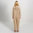 thumbnail image 6 of Nwiuh Fleece Girls Jumpsuit with Cute Ears Onesie Zip Up Hooded | Romper Warm Sherpa Lined Soft Romper Outfits (Khaki, 5-6 Years), 6 of 7