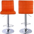 thumbnail image 2 of Leopard by Leader Accessories Square Back PU Leather Adjustable Swivel Bar Stool,Set of 2,Orange, 2 of 6