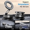 thumbnail image 4 of Car Mount Vacuum Magnetic Holder Foldable Strong Suction Stand with Metal Hinges for Cell Phone Black,1 * Car Phone Mount Holder,Black, 4 of 10