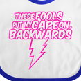 thumbnail image 4 of Inktastic These Fools Put My Cape on Backwards&reg; Bolt Pink Girls Baby Bib, 4 of 4