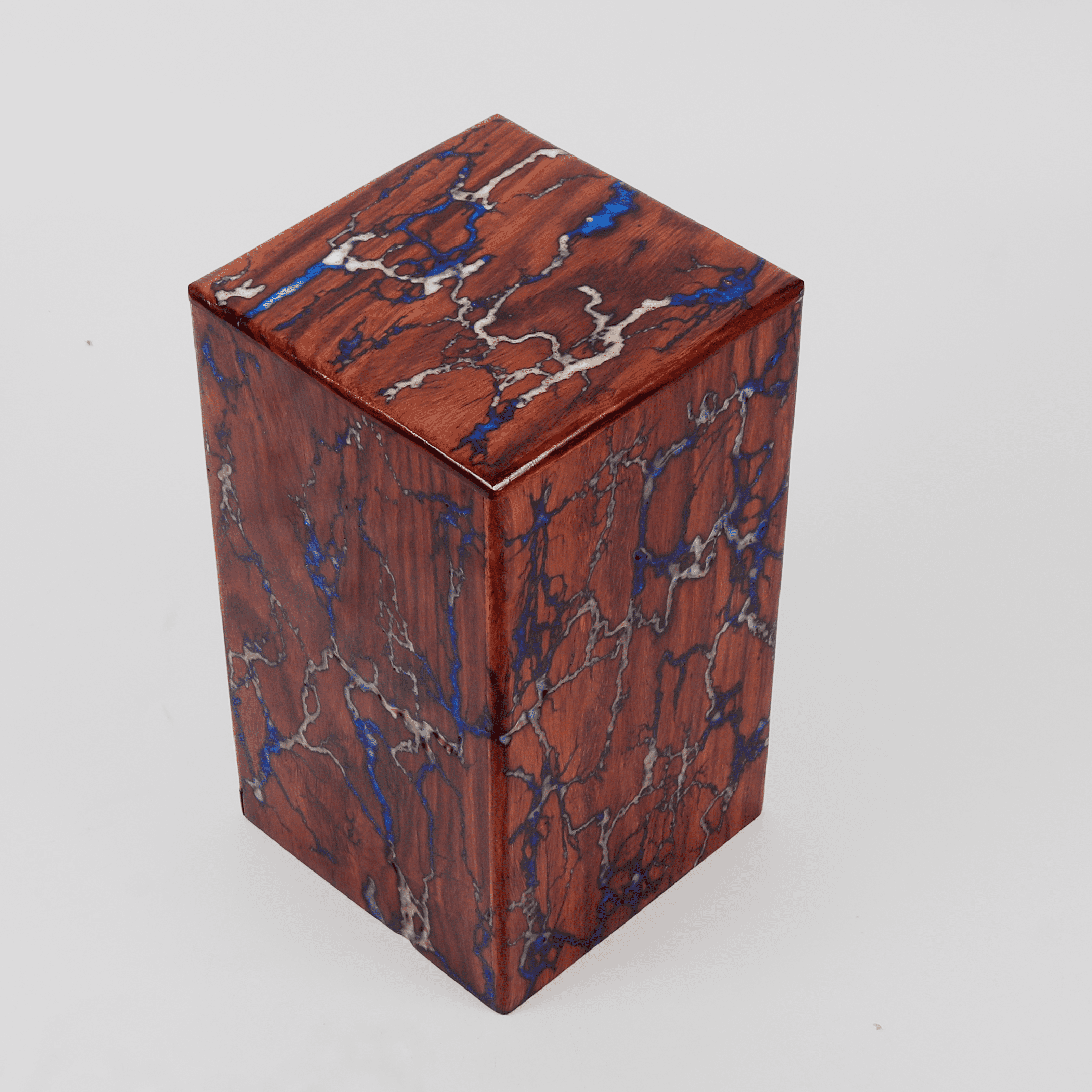 Creation India Craft Handcrafted Wooden Urns for Human Ashes, Memorial Urns, Cremation Urns for Adults & Pet, Decorative Memorial, Funeral Urn - Antique Lichtenberg Fractal & Epoxy Resin (Small)
