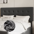 thumbnail image 4 of Tamaño completo-size marco de cama: 4 almacenamiento cajones, cabecero, linen forrado platform, de madera slats support, no box spring, button tufted design, dark gris, 4 of 7