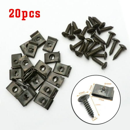 

20Set Metal U-type Clip With Screw Car Bumper Fender Trim Panel Fasteners