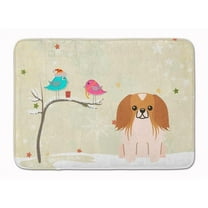 Christmas Presents Pekingnese Red & White Machine Washable Memory Foam Mat - Red & White - 19in. H x 0.25in. W x 27in. L