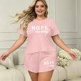 thumbnail image 4 of Eternatastic Plus Size Women's 2 Piece Pajama Set Short Sleeve Crew Neck Casual Loungewear Sleepwear Outfits 3XL Pink, 4 of 8