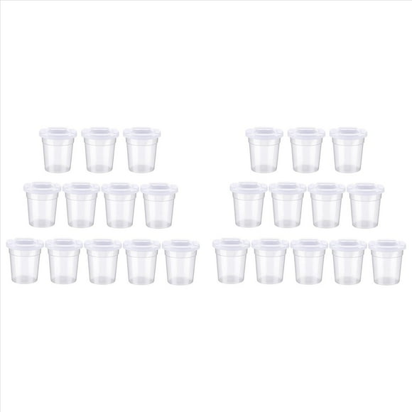 Paquete de 24 Vasos de Pintura con Tapa Sin Derrames, Vasos de Pintura A Prueba de Derrames, Vasos de Pintura Reutilizables con Tapas para Niños, Escuela, Aula