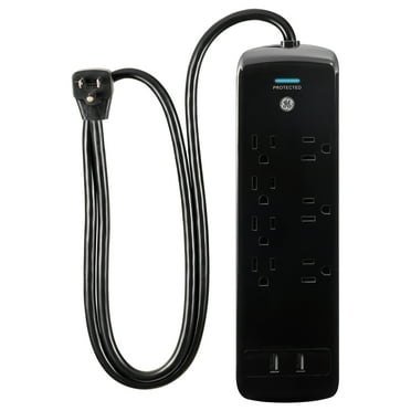 GE Pro 7-Outlet 2-USB Power Strip Surge Protector, 3ft. Cord - 37054