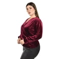 thumbnail image 2 of Blusa de terciopelo cruzada Roman Fashion /Tallas Extras, 734 (Vino) vino 42, 2 of 6