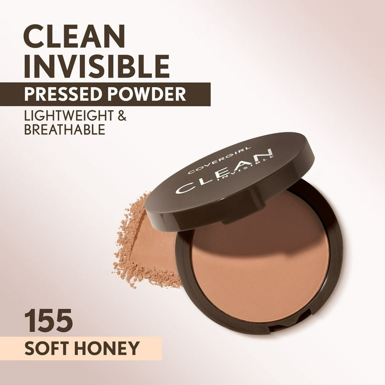 COVERGIRL Clean Invisible Pressed Powder, 155 Soft Honey, 0.38 oz 