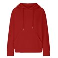 thumbnail image 7 of Jsaierl Women's Hoodies Plus Size Solid Color Hooded Sweatshirts Holiday Pullover Workout Long Sleeve Top Hoodie Fall Saving, 7 of 7