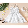 thumbnail image 3 of OUSITAID Robe d'Été Élégante pour Petite Fille Col en V Sans Manches Taille Élastique Robe Multi-Couches avec Bandeau, 3 of 8