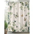 thumbnail image 2 of Shower Curtain Eucalyptus Leaf Butterfly Shower Curtains for Bathroom, Waterproof Polyester Shower Curtain Set with Hooks, Extra Long 72" x 96" Ombre Green Leaf, 2 of 6