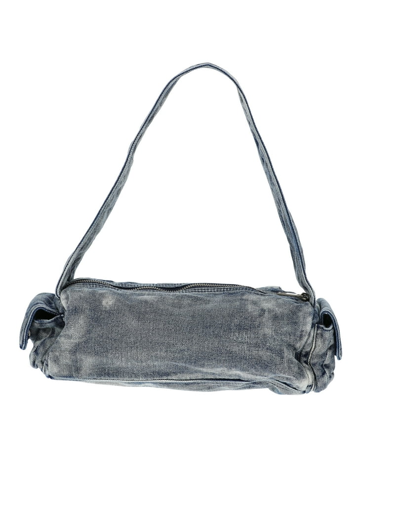 No Boundaries Women's Denim Cargo Shoulder Bag, Blue