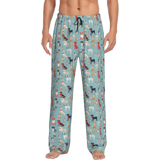 Balery Animal Dog Pantalones de pijama para hombre, pijama ultraligero, pantalón de descanso-Medium