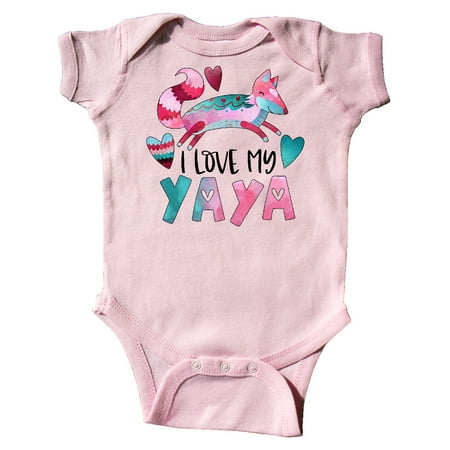 

Inktastic I Love My Yaya Pink and Blue Fox with Hearts Gift Baby Boy or Baby Girl Bodysuit