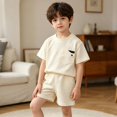 thumbnail image 2 of MEZZALL Child Girls Summer Short Sleeve Knit Outfit Sets Two Piece Casual Sporty Tracksuit For Toddler Kids Lightweight Breathable Fashion Clothes Sets Round Neck Comfort Clothing Sets, 2 of 5