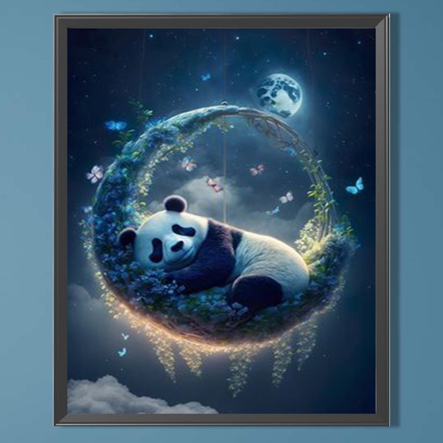 Cuadros Decorativos Diamond Painting 5D DIY Full Square Drill AB Drill Panda Kit Decoración para el hogar (ZQA1236) Wdftyju embutido en tela