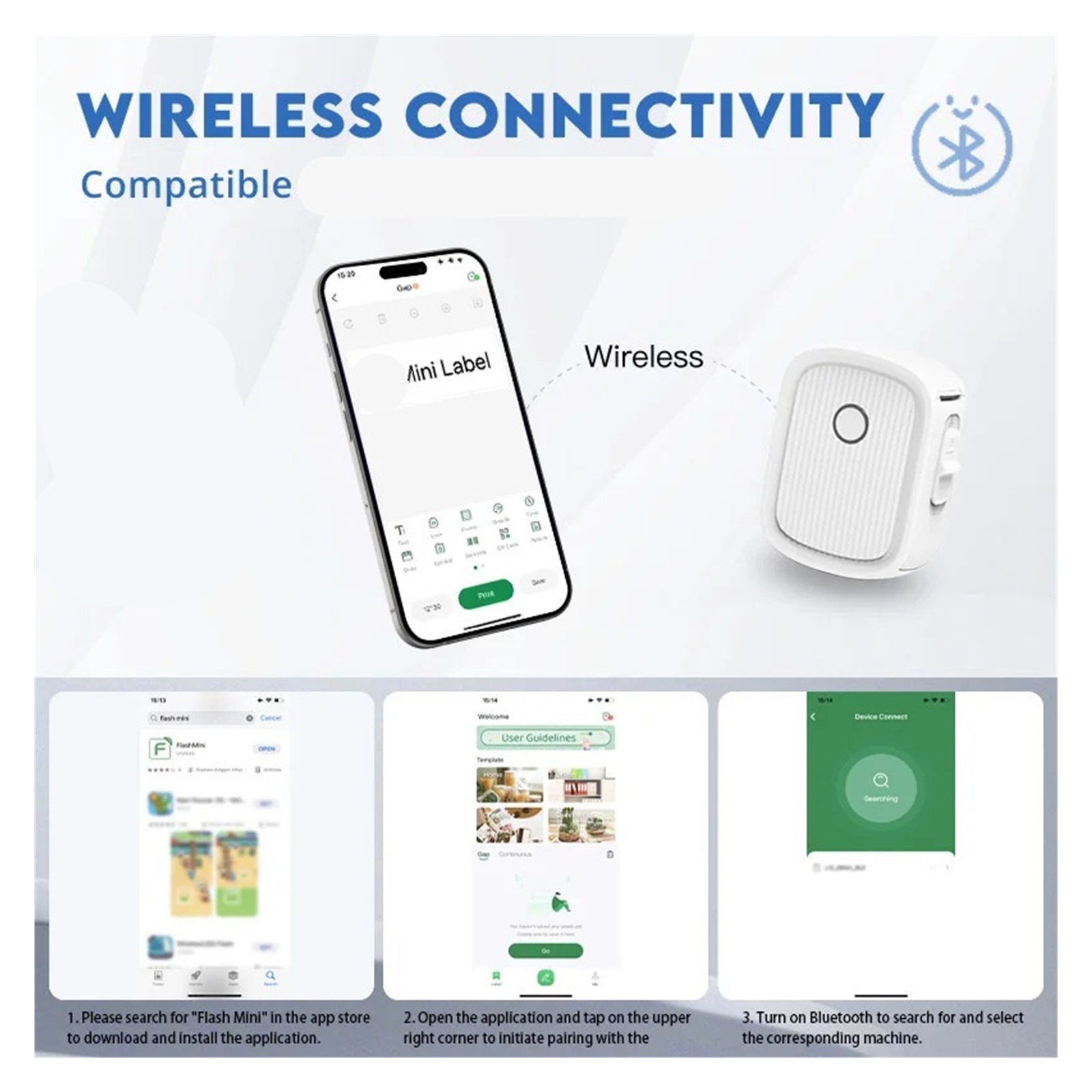 Bluetooth Label Printer Mini Pocket Printer Thermal Label Maker Wireless No Cutter Portable Printer