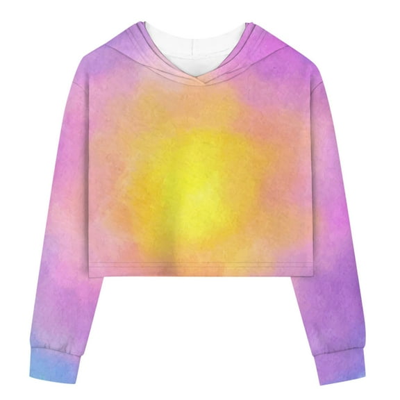shqvo Cropped Hoodie for Girls Tie Dye Pullover Sweatshirts Girls Long Sleeve Hooded Sweater Shirts Back to School for Kids Girls Fall Clothes 3-12 Years