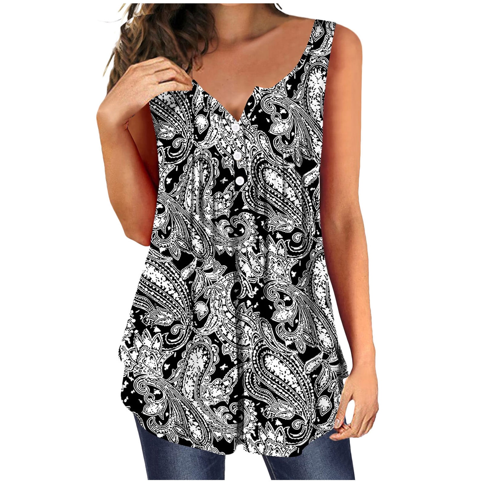 JWZUY Women's Sleeveless Tunic Tops For Leggings Short Sleeve Shirts