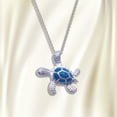 thumbnail image 2 of Sunward Opal Opal Blue Flower Turtle Epoxy Female Metal Alloy Necklace Pendant, 2 of 4