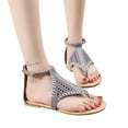 thumbnail image 3 of Anuirheih Vintage Women Breathable Hollow Woven Buckle Strap Flat Sandals Slippers Sandals Women (Gray), 3 of 5