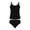 Black, variant on Women's Scalloped Trim Two Piece Swimsuit Double Thin Strap Tankini Top and High Cut Bikini Bottom Bathing Suit for Summer Pool Party White