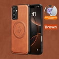 thumbnail image 2 of for Samsung Galaxy A35 Case Magnetic Bracket, Built-in Invisible Kickstand [Compatible with Magsafe] Wireless Charging PU Leather Rugged Protection for Samsung Galaxy A35 Phone Cases, Brown, 2 of 8