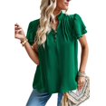 thumbnail image 1 of Blusa de manga con volantes y cuello en V para mujer Camisa elegante y fluida con adornos de volantes Tops casuales lindos de verano Verde XL, 1 of 8
