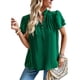 thumbnail image 1 of Blusa de manga con volantes y cuello en V para mujer Camisa elegante y fluida con adornos de volantes Tops casuales lindos de verano Verde S, 1 of 8
