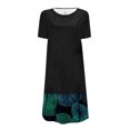 thumbnail image 4 of Robes pour Femmes 2024 Été Surdimensionné Décontracté Col Rond Imprimé Manches Courtes Robe avec Poche 50 % de Réduction!, 4 of 5