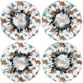 thumbnail image 2 of Shower Caps,Brown and Teal Dinosaur Pattern Waterproof Shower Cap for Women 4 Pieces,Double Reusable Hair Cover for Shower PEVA Elastic Stretch Hem, 2 of 7