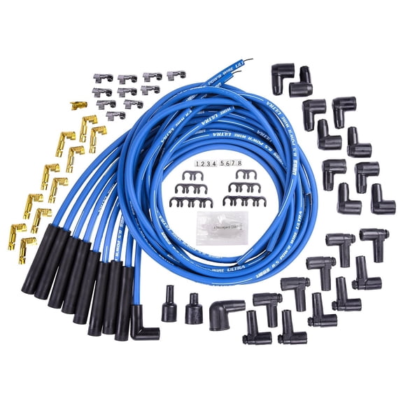 JEGS 8.5mm Blue Ultra Power Wires for Small and Big Block Chevy Over Valve Covers or Under Headers and AMC 290-401 V8 w/ HEI