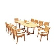 thumbnail image 3 of Grade-A Teak Dining Set: 10 Seater 11 Pc: 94" Mas Oval Trestle Leg Table And 10 Giva Arm Chairs Outdoor Patio WholesaleTeak #51GV2311, 3 of 4