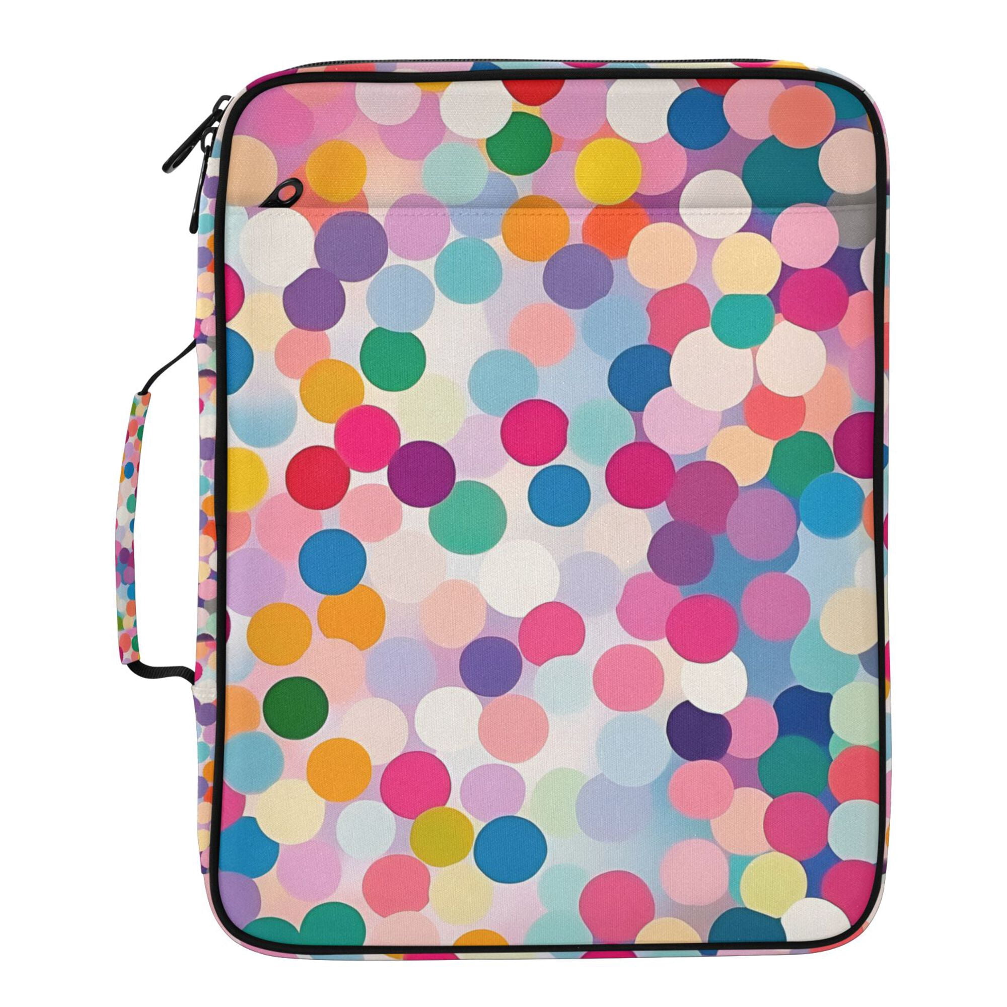 FORMRS Accordion File Folder A4 Size 7-Pocket Expanding Document Organizer Bag with 3 Ring Binder, Light Colorful Circles