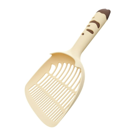 Meitianfacai 11.02x5.31in Cat Waste Shovel, Double-Sieve Litter Scoop with Sloping Head & Vertical Stand; Easy-Rinse Plastic for Clumping Litter Boxes(Yellow)